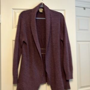 LL Bean Purple Knit Open Front Cardigan Sweater